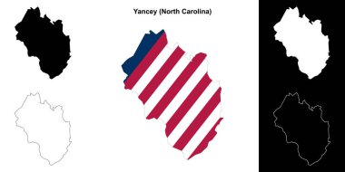 Yancey County (North Carolina) outline map set clipart