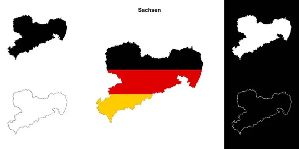 stock vector Sachsen state outline map set