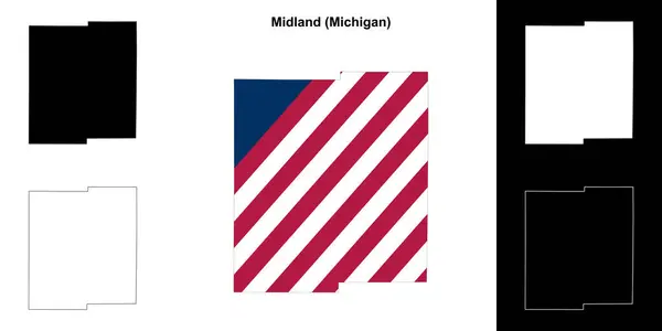 stock vector Midland County (Michigan) outline map set