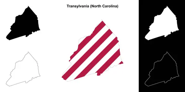stock vector Transylvania County (North Carolina) outline map set