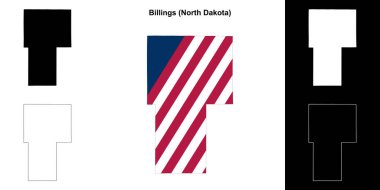 Billings County (North Dakota) outline map set clipart