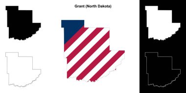 Grant County (North Dakota) outline map set clipart
