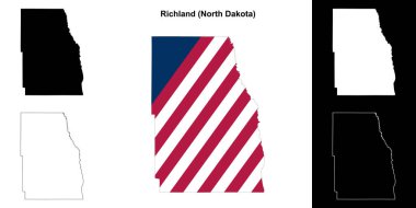 Richland County (North Dakota) outline map set clipart