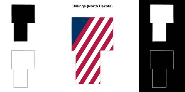 stock vector Billings County (North Dakota) outline map set