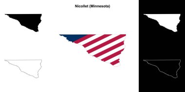 Nicollet County (Minnesota) outline map set clipart