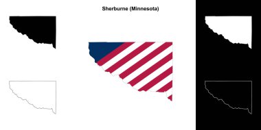 Sherburne County (Minnesota) outline map set clipart