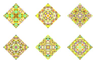 Süslemeli üçgen mozaik kare logo şablon koleksiyonu - geometrik çokgen geometrik geometrik squa vektör elemanları