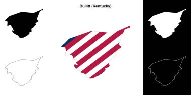 Bullitt County (Kentucky) outline map set clipart