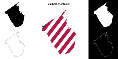 Caldwell County (Kentucky) outline map set clipart