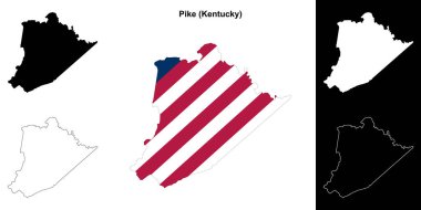 Pike County (Kentucky) outline map set clipart