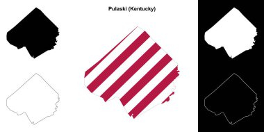 Pulaski County (Kentucky) outline map set clipart