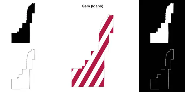 stock vector Gem County (Idaho) outline map set