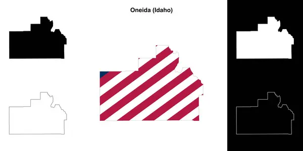 stock vector Oneida County (Idaho) outline map set
