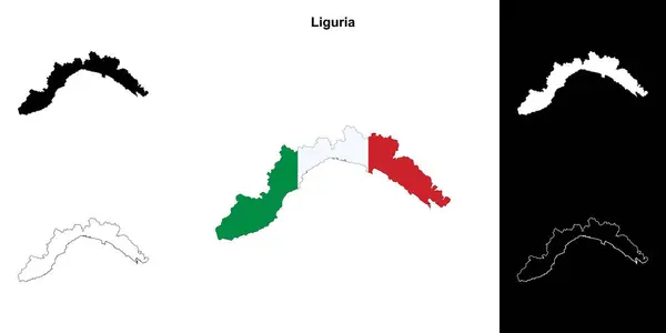 stock vector Liguria blank outline map set