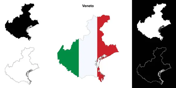 Stock vector Veneto blank outline map set