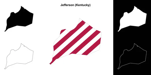 stock vector Jefferson County (Kentucky) outline map set