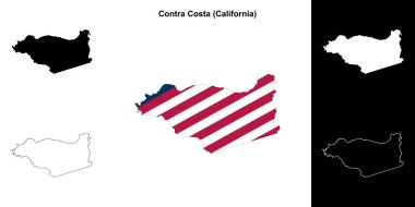 Contra Costa County (California) outline map set clipart