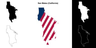 San Mateo County (California) outline map set clipart