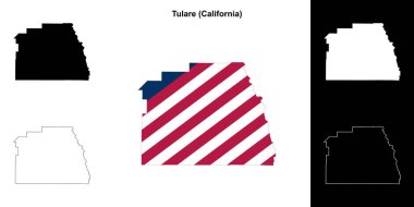 Tulare County (California) outline map set clipart