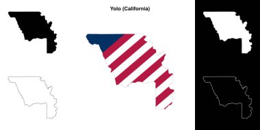 Yolo County (California) outline map set clipart