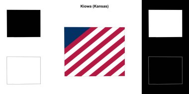 Kiowa County (Kansas) outline map set clipart