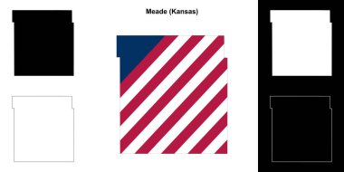 Meade County (Kansas) outline map set clipart