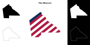 Pike County (Missouri) outline map set clipart