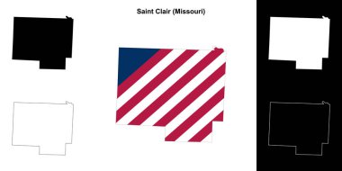 Saint Clair County (Missouri) outline map set clipart