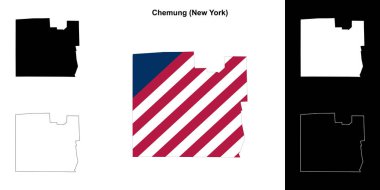 Chemung County (New York) outline map set clipart