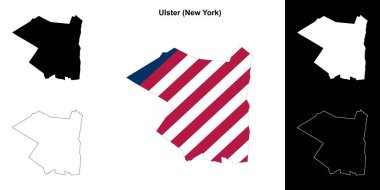 Ulster County (New York) outline map set clipart