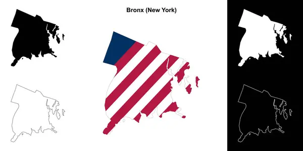 stock vector Bronx County (New York) outline map set