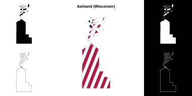 Ashland County (Wisconsin) outline map set clipart