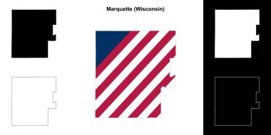 Marquette County (Wisconsin) outline map set clipart