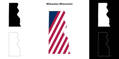 Milwaukee County (Wisconsin) outline map set clipart
