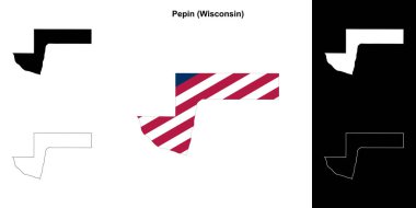 Pepin County (Wisconsin) outline map set clipart