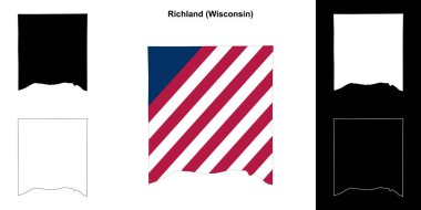 Richland County (Wisconsin) outline map set clipart