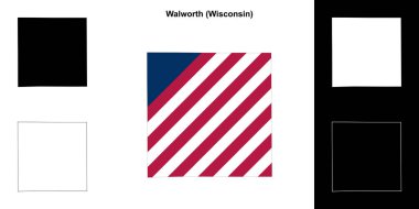 Walworth County (Wisconsin) outline map set clipart