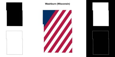 Washburn County (Wisconsin) outline map set clipart