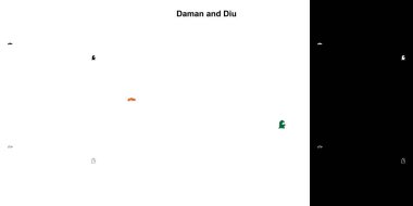Daman and Diu state outline map set clipart
