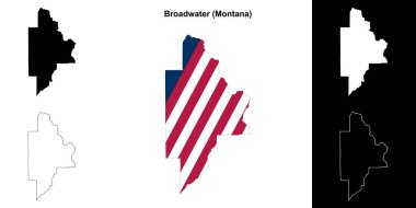 Broadwater County (Montana) outline map set clipart
