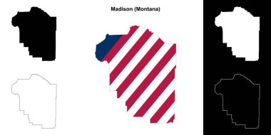 Madison County (Montana) outline map set clipart