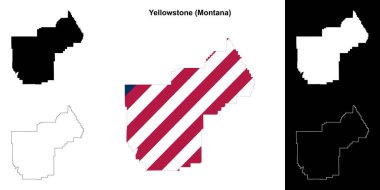 Yellowstone County (Montana) outline map set clipart
