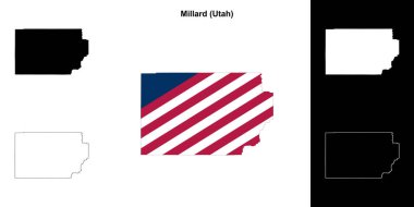 Millard County (Utah) outline map set clipart