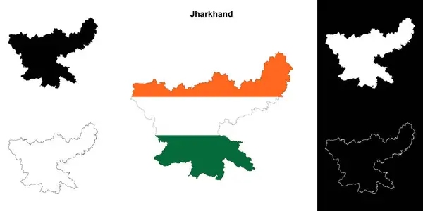 stock vector Jharkhand state outline map set