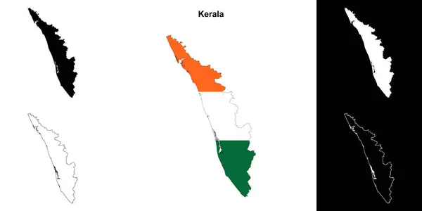 stock vector Kerala state outline map set