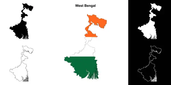 stock vector West Bengal state outline map set