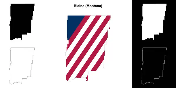 stock vector Blaine County (Montana) outline map set