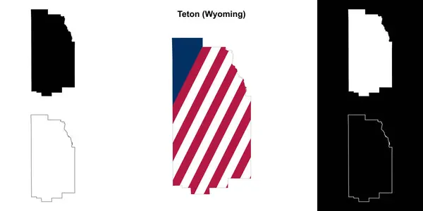 stock vector Teton County (Wyoming) outline map set