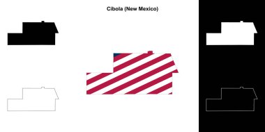 Cibola County (New Mexico) outline map set clipart