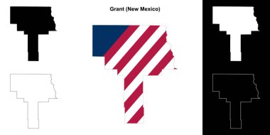 Grant County (New Mexico) outline map set clipart